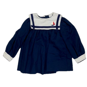 Charming Navy Sailor Dress with White Trim